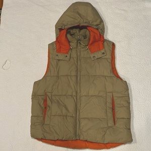 H&M Khaki Green Puffer Vest with Orange Lining